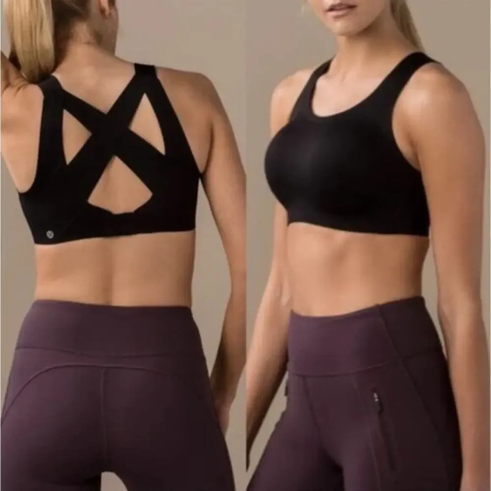 Lululemon Enlite Bra Black‎ High Support Ultralu Criss Cross Weave Run